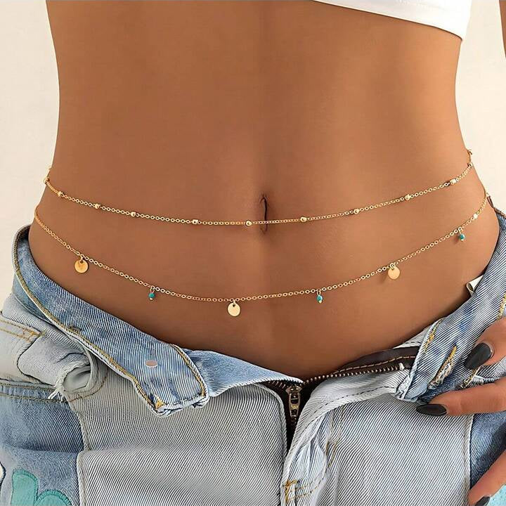 Ceinture Fines Perles Bleu Ciel