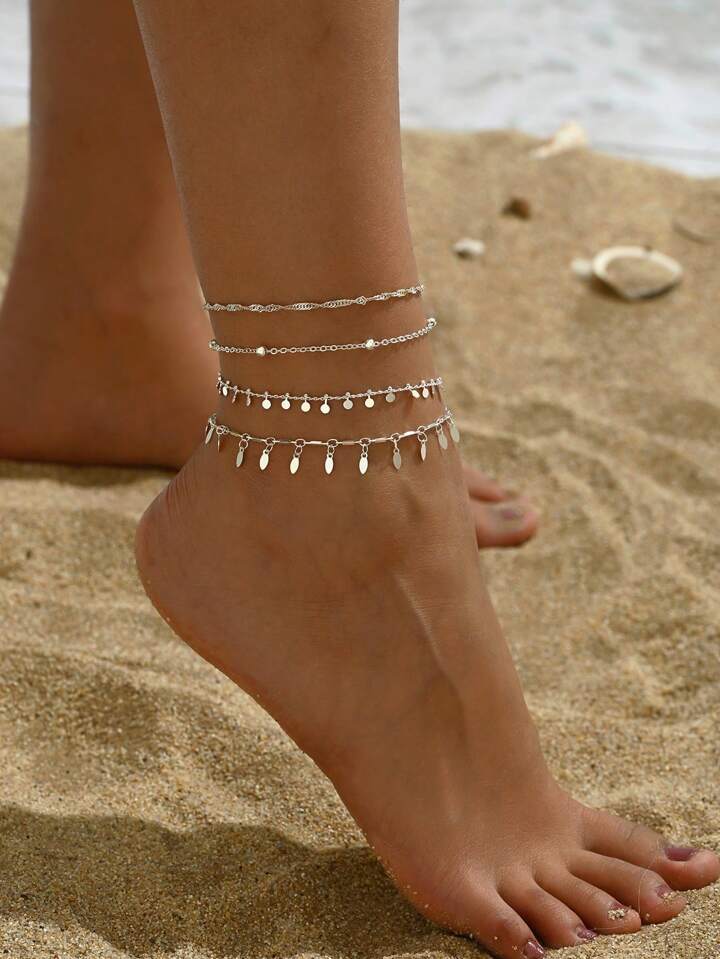 Chaine Argentée Cheville (4 pièces)