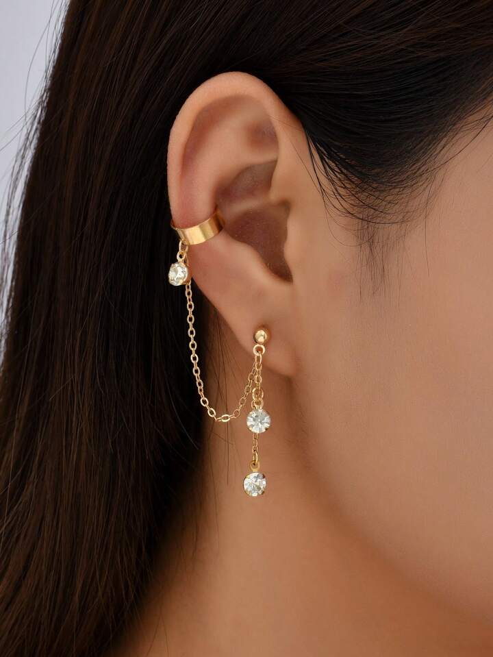 Double boucle oreille diams