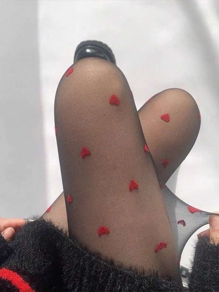 Collants  : "Petits coeurs rouges"