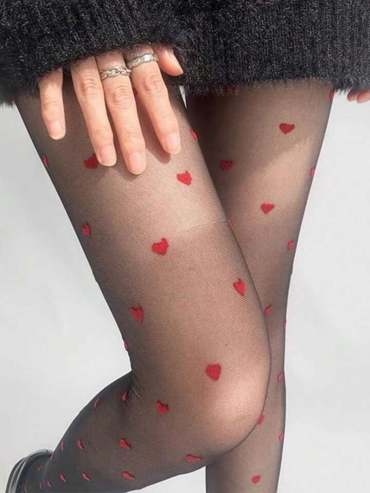 Collants  : "Petits coeurs rouges"