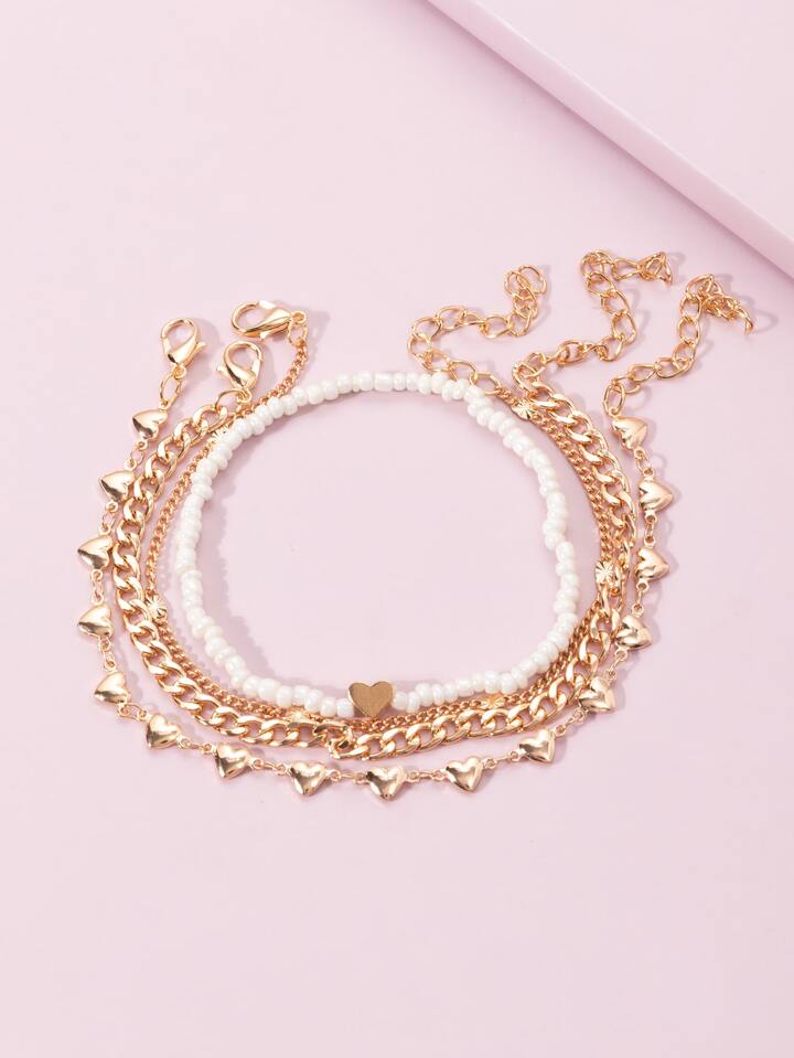 4 Bracelets - Doré & Perles