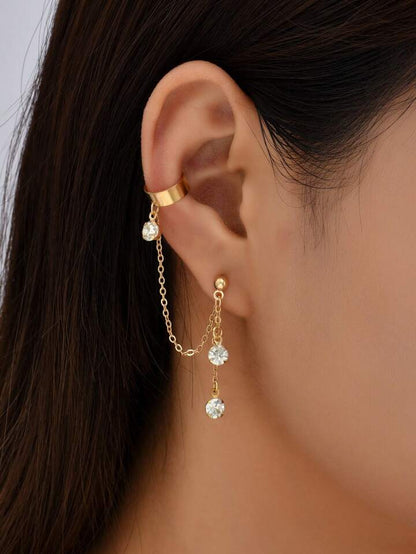 Double boucle oreille diams